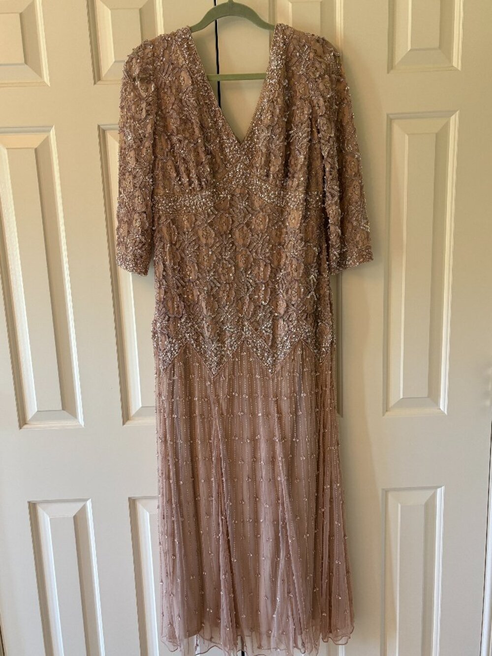 Pisarro Nights Stunning Beaded & Sequin Midi Dress Sz 14